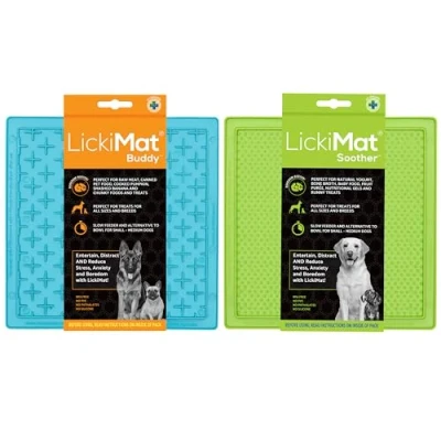 Image of LickiMat 2 Pack Classic Soother and Buddy, Dog Feeding Mat for Boredom Anxiety Relief, Ideal Food, Treats, Yoghurt or Peanut Butter, Lick Mats, Fun Alternative to a Slow Feeder Bowl