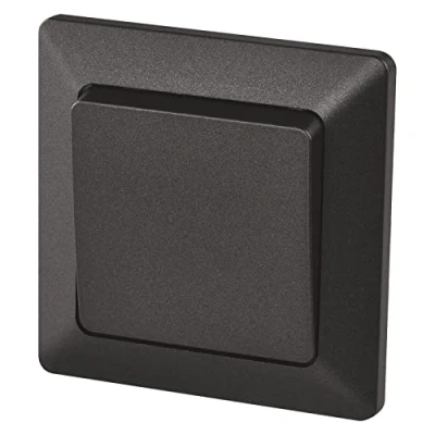 Image of EMOS Toggle Switch Black/Anthracite, Light with One Rocker 250 V /10 AX, Plastic, without Flush Mounted Box, Protection Class IP20 for Indoor Use