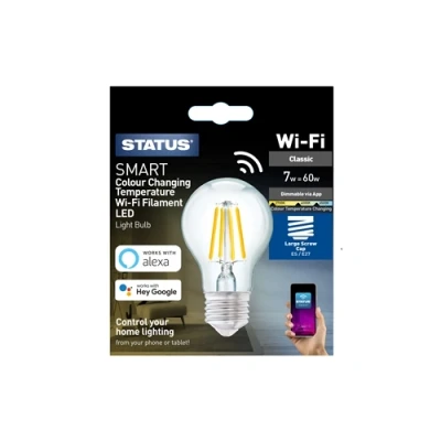 Image of Status Smart 7w Pearl CCT LED Filament GLS Bulb ES