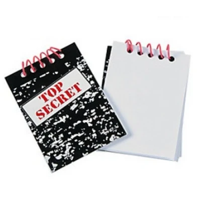 Image of MunchieMoosKids Pack of 12 Top Secret Notebooks Detective Police Spy Party Loot Bag Fillers Black