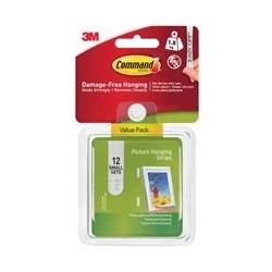 Image of 3M Command Narrow Picture Hanging Strips White (Pack 3) 7100206626