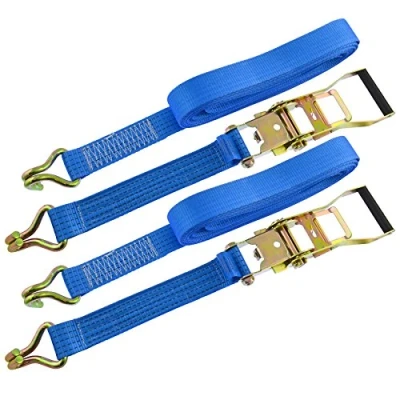 Image of Ratchet Strap Trailer Tie Down 8m Handle Hooks Recovery 2.5 Ton Lashing x 2