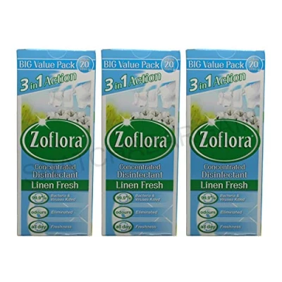 Image of 3X Zoflora Linen Fresh 500ml Odour Remover &amp; Disinfectant