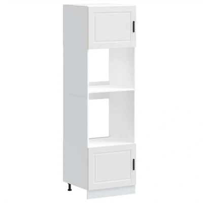 Image of vidaXL porto oven cabinets engineered wood white 60x57x207 cm kitchen storage solution adjustable feet modern style