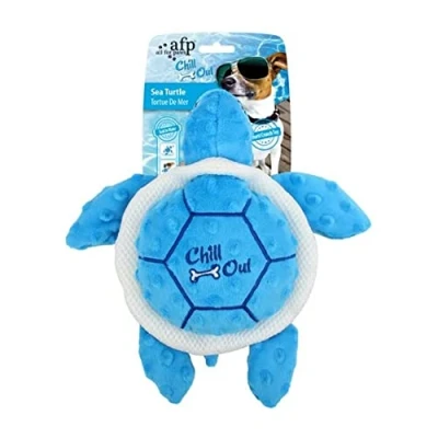 Image of ALL FOR PAWS Chill Out Summer Dog Toy, Cooling Outdoor Play Plush Toy Turtle, Blue