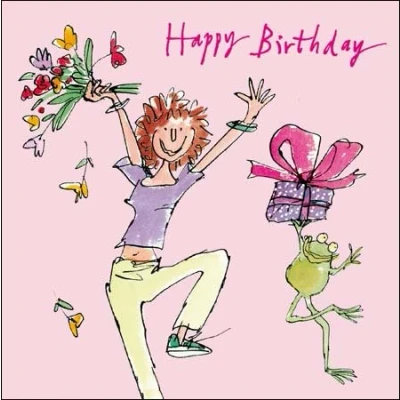 Image of Woodmansterne Female Birthday Card Quentin Blake Special Day Lady &amp; Frog (9204)