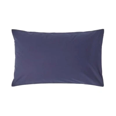 Image of HOMESCAPES Navy Blue Pure Egyptian Cotton Pillowcase Standard Size 200 TC 400 Thread Count Percale Equivalent Housewife Pillow Case