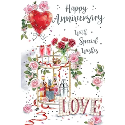 Image of Happy Anniversary Drinks Table 9&quot; x 6&quot; Card