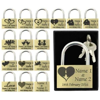 Image of Anniversary, Valentines Present, Wedding Favour 40mm Love Lock Personalised Engraved Padlock (Head Romance)