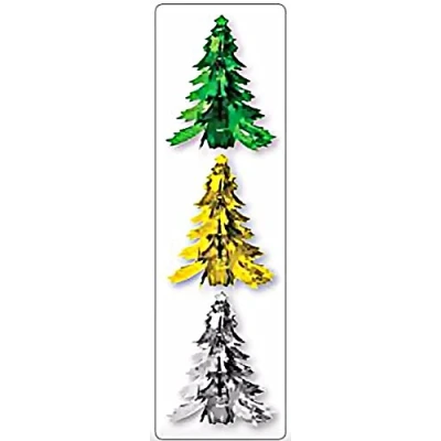 Image of CONCEPT4U® 34cm Green/Gold/Silver Foil Christmas Tree Decoration Hanging Festive Xmas Wall Ceiling Party Bells Ornaments