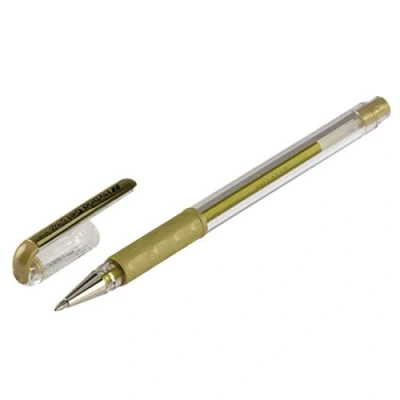 Image of Pentel 0.8mm Tip Hybrid Gel Metallic Ink Pen with Comfortable Finger Grip Gold