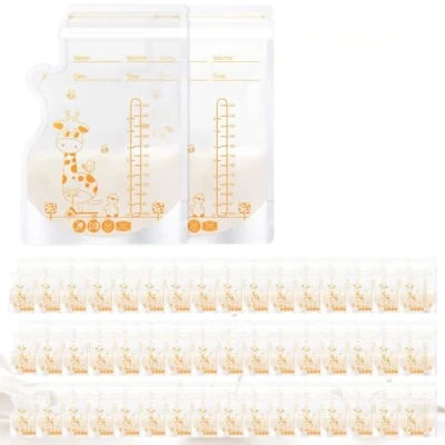 Image of Oderra 250ml Breast Milk Storage Bags Breastfeeding 50PCS Pre Sterilized Freezer Safe Breastmilk with Built In Pour Spout, Double Zip Seal for Breastfeeding, Hospital Bag Maternity Essentials