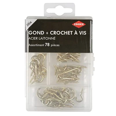 Image of Cogex 85272 Hinge Hook Assortment, Gold, Set of 78 Pieces