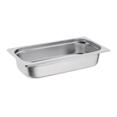 Image of Vogue Gastronorm Pan 1/3, Stainless Steel Tray, Depth: 65 mm, Capacity: 2.5 Litres, Hot and Cold Food Storage Container, Bain Marie Compatible, Lid Sold Separately, K929