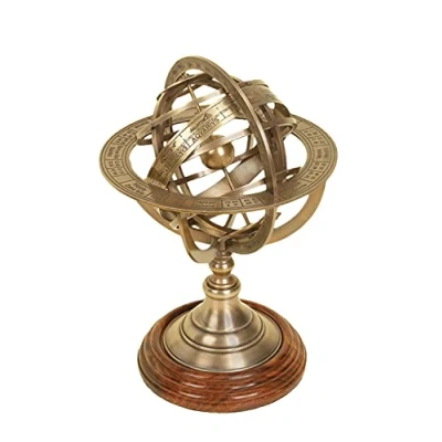 Image of Deco 79 Brass Compass Armillary Globe, 11&quot; x 8&quot; 8&quot;,