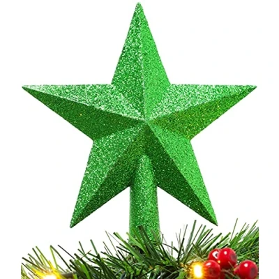 Image of Christmas Concepts® 20cm Glitter Tree Top Star Decoration Topper (Emerald Green)