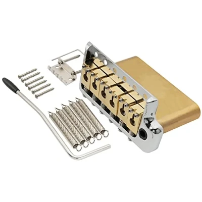 Image of Musiclily Ultra 52.5mm Full Solid Brass 6 Screws PRS Style Tremolo Bridge Knife Edge for Strat Electric Guitar, Hybrid