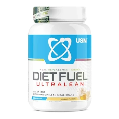 Image of USN Diet Fuel Ultralean Meal Replacement Shake Powder, Vanilla Flavour 1kg, High Protein Powdered Drink Mix, Low Calorie &amp; Weight Control 25g