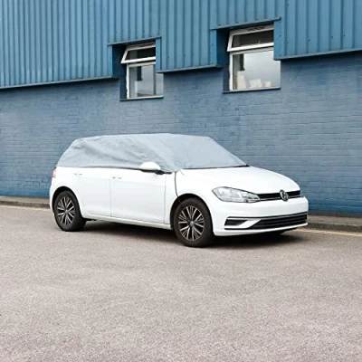 Image of Streetwize Heavy Duty Water Resistant Breathable Light Grey Car Top Cover, With Storage Bag Windscreen and Window Protector, Frost, Rain, Snow, Dirt Dust (399cm x 362cm 124cm 57cm)