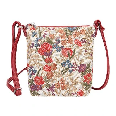 Image of Signare Tapestry Small Crossbody Bag Sling for Women with Vintage Designs (Flower Meadow)