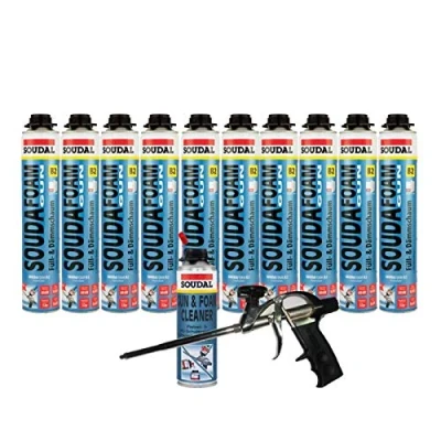 Image of Souda Foam B2 Teflon Coated Expanding Gun as a set with + Cleaner Pack of 10 Professional