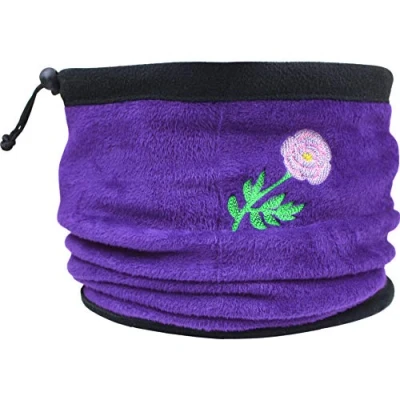 Image of TeddyTs Women&#039;s Tropical Flower Thermal Fleece Snood with Adjustable Toggle (Purple Peony)