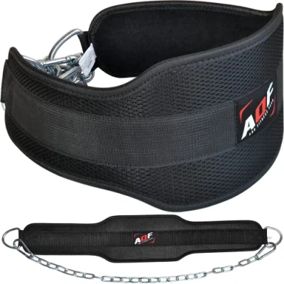 Image of AQF Dipping Belt Body Building Weight Lifting Dip Chain Exercise Gym Training Neoprene (Black)