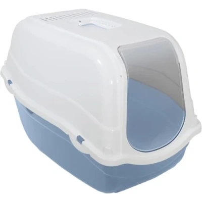 Image of ACE HEAVY DUTY HOODED CAT TOILET, LITTER TRAY AND CHARCOAL FILTER, LIGHT BLUE