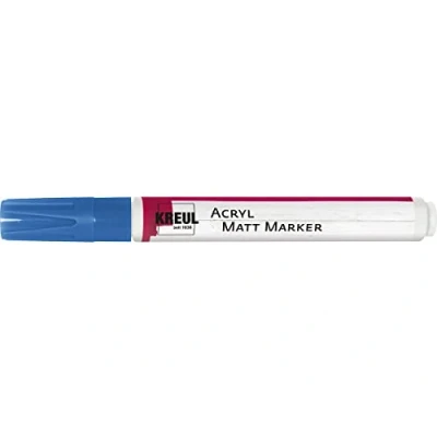 Image of Kreul 46237 Matte Acrylic Marker Medium with Bullet Tip Approx. 2 4 mm, Blue, Matte, Permanent, Water Based Paint for Filigree Accents