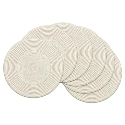 Image of SHACOS Round Placemats Set of 6 Washbale Table Mats Braided Woven Heat Resistant for Kitchen Indoor Outdoor Home Restaurant