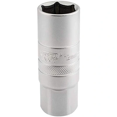 Image of Draper 12mm Thread 6 Point Satin Chrome Spark Plug Socket, 1/2&quot; Sq. Dr., 18mm