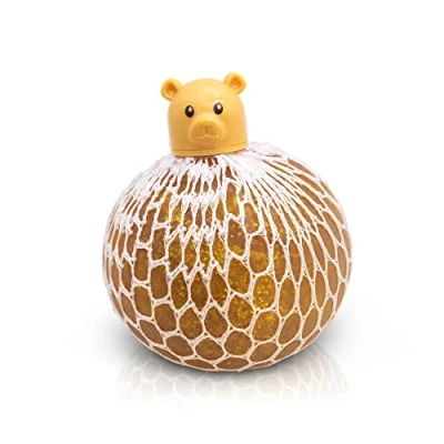 Image of Tobar 38614 Squishy MESH PET Gold Bear, Assorted Designs and Colours, Small
