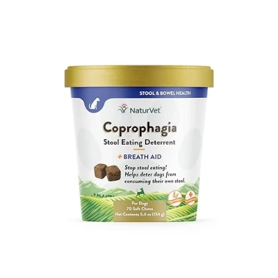 Image of NaturVet Coprophagia Stool Eating Deterrent Plus Breath Aid Deters Dogs from Consuming Enhanced with Freshener, Enzymes &amp; Probiotics 70 Soft Chews
