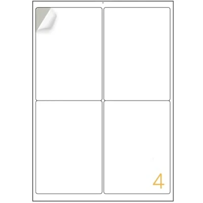 Image of NOTI 4 Labels per A4 Sheet, 100 Sheets 400 Labels, Multi Purpose Self Adhesive Address Mailing Printer Sticker 99.1 x 139mm
