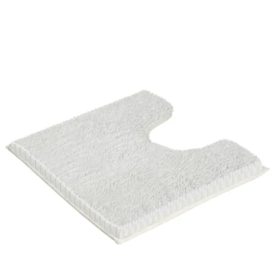 Image of Crystals Non Slip Chenille TOILET &amp; Bath Mat Set, Super Soft Absorbent, Quick Dry Plush Bathroom Rugs, Machine Washable U Shape Rectangle Mats, 50x50cm, 45x70cm (1, WHITE MAT)