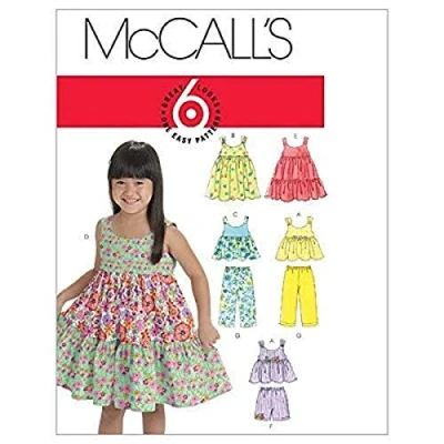 Image of McCall&#039;s Patterns M6017 Size CB 1 2 3 Toddlers&#039;/ Children&#039;s Tops, Dresses, Shorts and Pants, Pack of 1, White