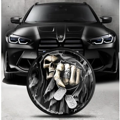 Image of Biomar Labs Front Hood Trunk Tuning Badge 82 mm Compatible with BMW Emblem 51148132375 Skull EO 30