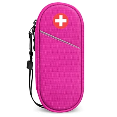 Image of SITHON EpiPen Medical Carrying Case Insulated, Travel Medication Organizer Bag Emergency Pouch Holds 2 EpiPens, Asthma Inhaler, Anti Histamine, Auvi Q, Allergy Medicine Essentials, (Magenta)
