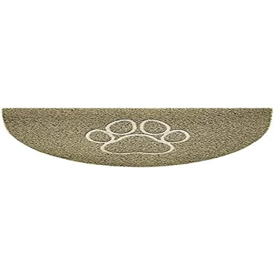 Image of Nicoman Embossed Halfmoon Half Circle Door Mat Dirt Trapper Jet Washable Doormat 70x44cm (Beige, PAW Shape) Use on Carpet ONLY