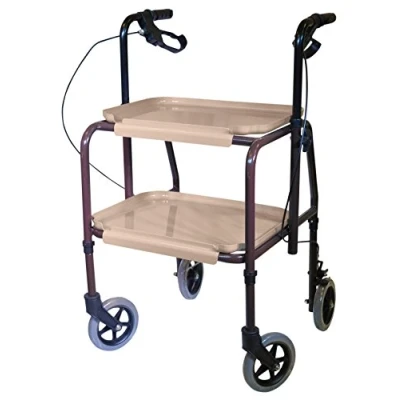 Image of Aidapt Sturdy Height Adjustable Strolley Trolley with Brakes. Easy Removable Trays. Ideal for Transferring Meals, Dinner, Tea etc. Brakes Added Security