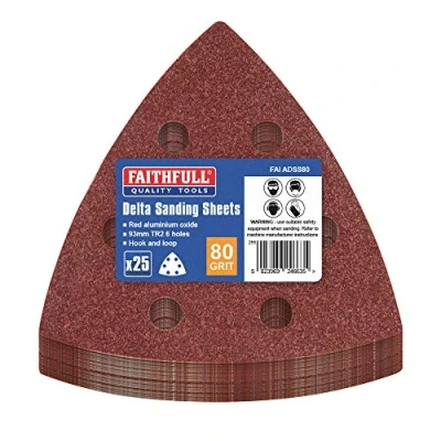 Image of Faithfull Delta Hook &amp; Loop Sanding Sheets TR2 93mm Medium (Pack 25) FAIADSS80