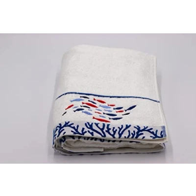 Image of Lex&#039;s Linens Fish &amp; Coral Embroidered Bath Towel