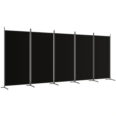 Image of vidaXL 5 Panel Room Divider Black 433x180 cm Fabric