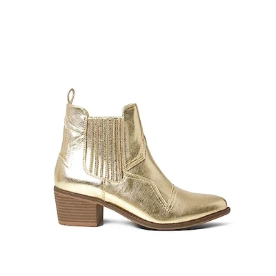 Image of Joe Browns Women&#039;s Gold Metallic Western Ankle Boots, 5 UK