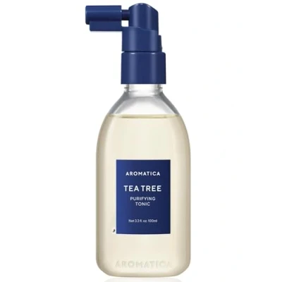 Image of AROMATICA Tea Tree Purifying Tonic 3.38oz, Paraben, Silicone, Sulfate Free Vegan Soothing &amp; Cooling for Your Scalp Helps Hair Look Healthier and nourished Natural Ingredients Only