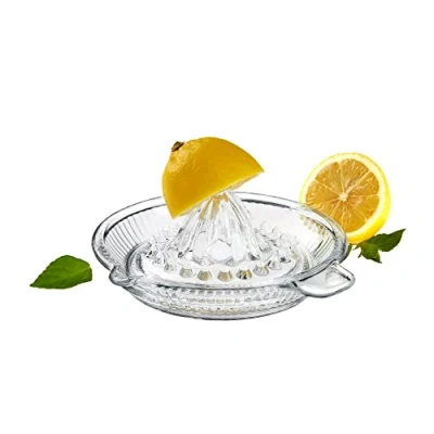Image of DESTALYA Lemon Squeezer Citrus Juicer Hand Crystal Reamer, Manual Extractor with Handle Pour Spout for Fresh Fruit Juice Lime Orange Heavyweight Clear Glass