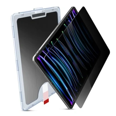 Image of MOBDIK Privacy Screen Protector Compatible with iPad Pro 12.9 Inch (2022 &amp; 2021 2020 2018) Anti Spy, 9H Tempered Glass, EZ Kit 1 Pack