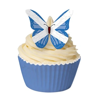Image of Pack of 24 Scottish Flag Edible pre Cut Wafer Butterfly Cake Decorations 201 229 by CDA Products