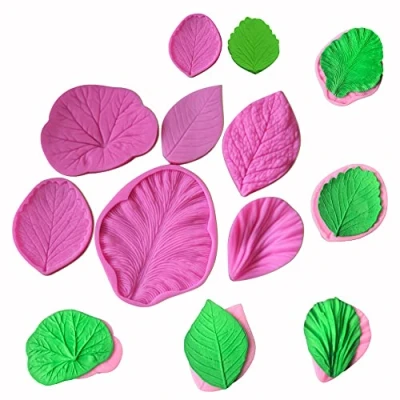 Image of Leaf Silicone Mold Rose Flower Fondant Molds DIY Cake Decorating Tools Sugarcraft Candy Resin Clay Chocolate Gumpaste Moulds (6PCS/lot)