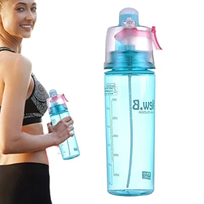 Image of smashing Water Bottle Mister 600ml Spray Mist Cup 2 in 1 Drinking Bottles with and Sip Function for Outdoor Sports Hydration Cooling Down
